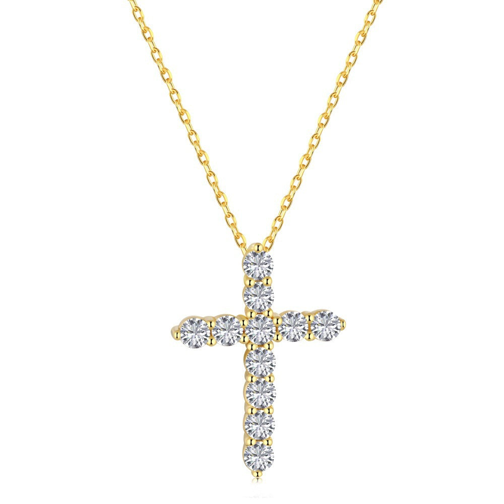 S925 Sterling Silver Gold-Plated Cross Necklace