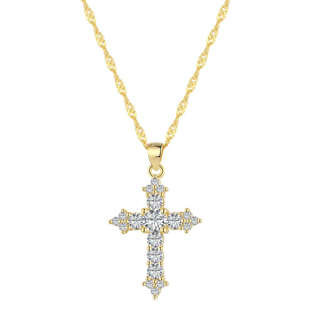 S925 Sterling Silver Gold-Plated Cross Necklace