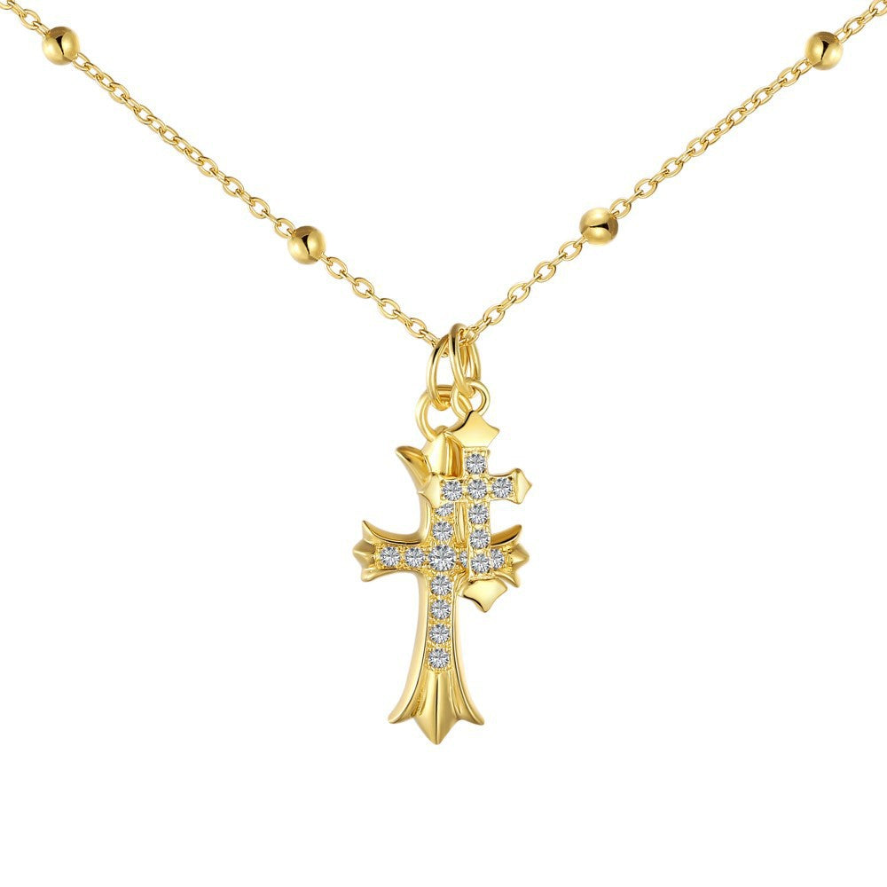 S925 Sterling Silver Gold-Plated Cross Necklace