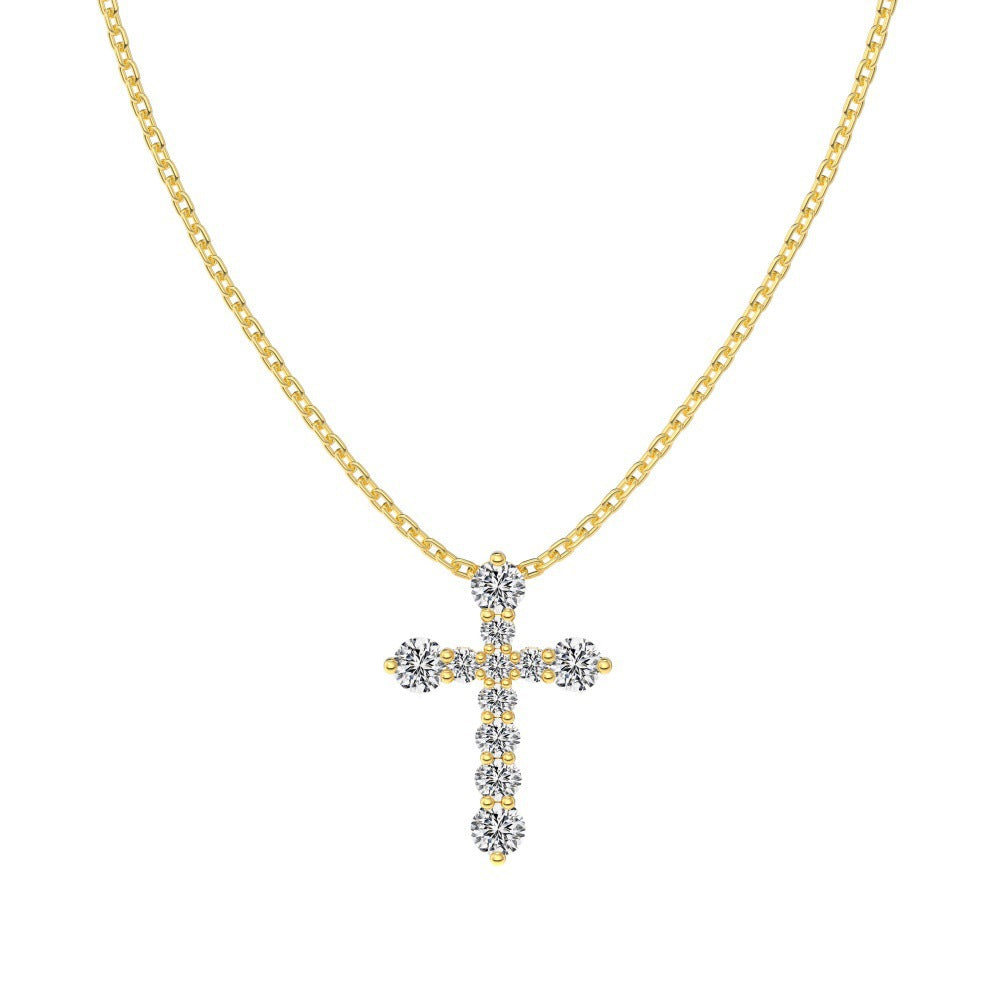 S925 Sterling Silver Gold-Plated Cross Necklace