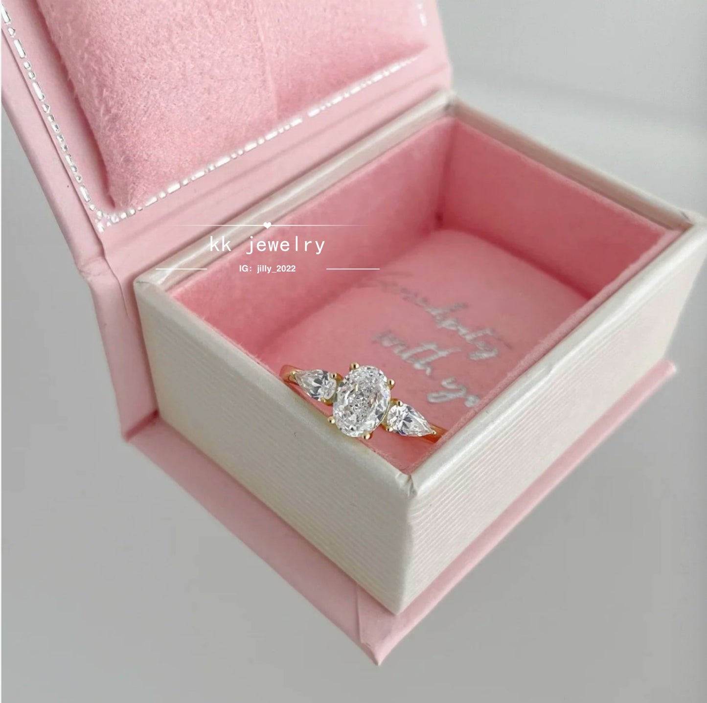 Small sparkling~ S925 sterling silver three main stone bright ring