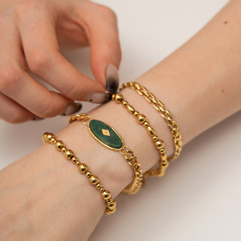 African jade niche titanium steel bracelet