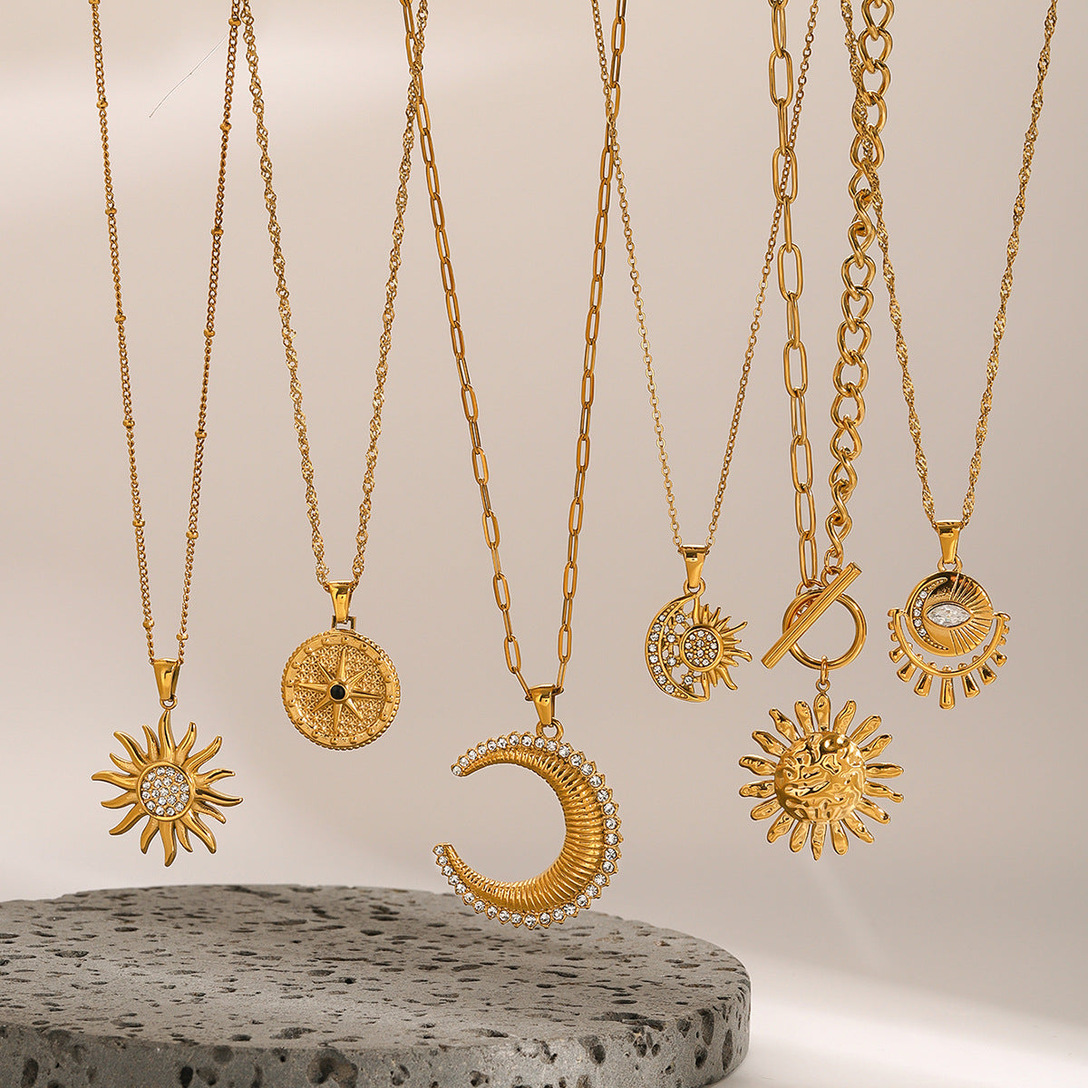 Stainless steel octagram necklace