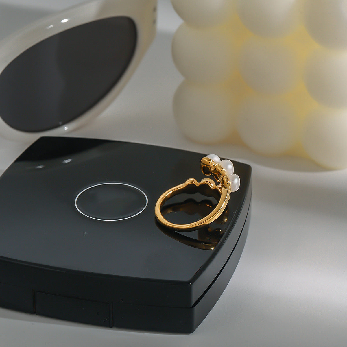 Stainless steel pearl ring