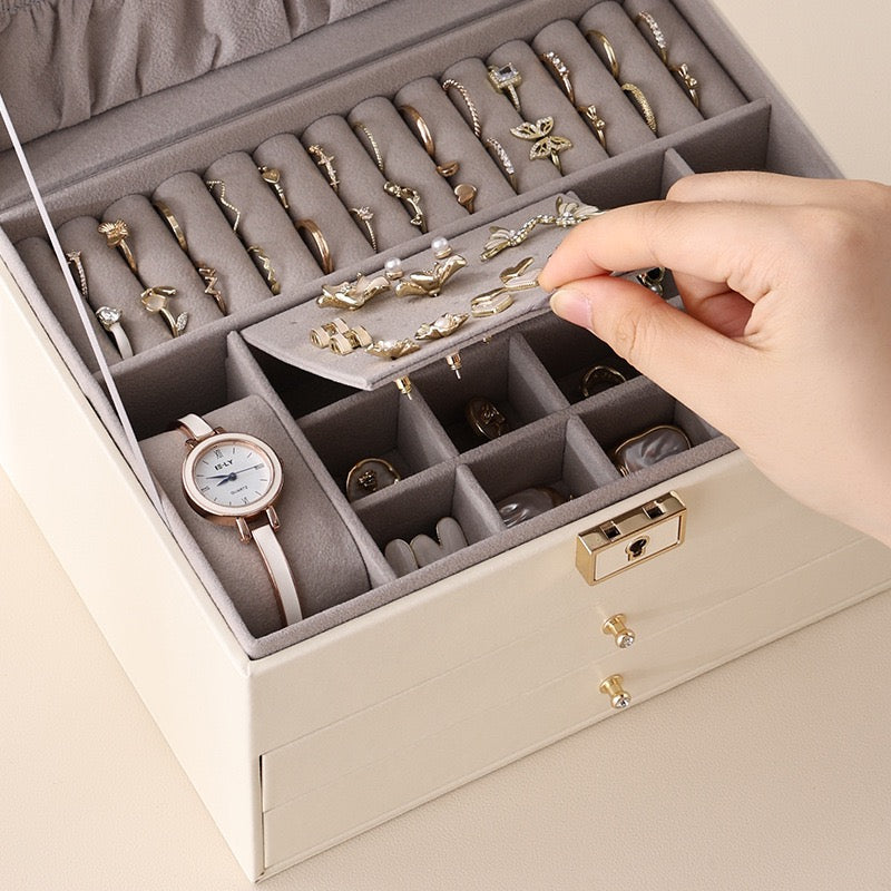 Large-capacity jewelry storage box, multi-functional drawer-style multi-layer jewelry box, necklace, ring, earring, and other jewelry storage box