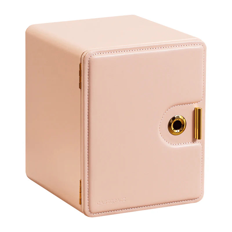 Home jewelry box with fingerprint lock, suitable for storing ID cards, necklaces, rings, and other jewelry.