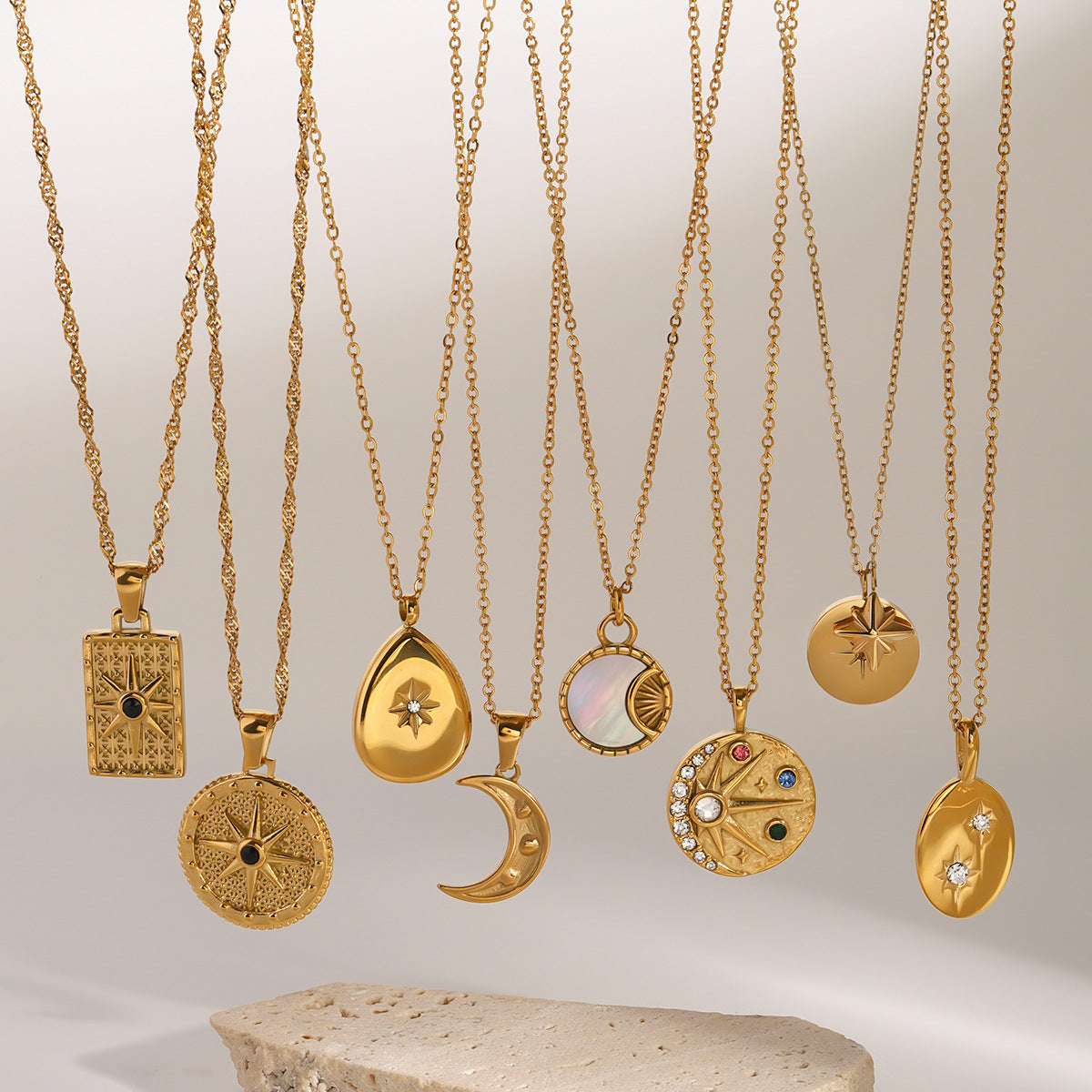 Stainless steel octagram necklace