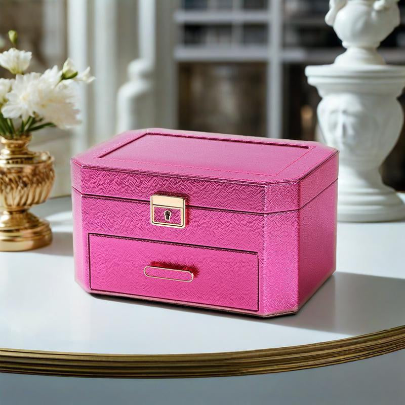 European and American large capacity jewelry storage box, two-layer jewelry storage box, ring and necklace storage box, jewelry box