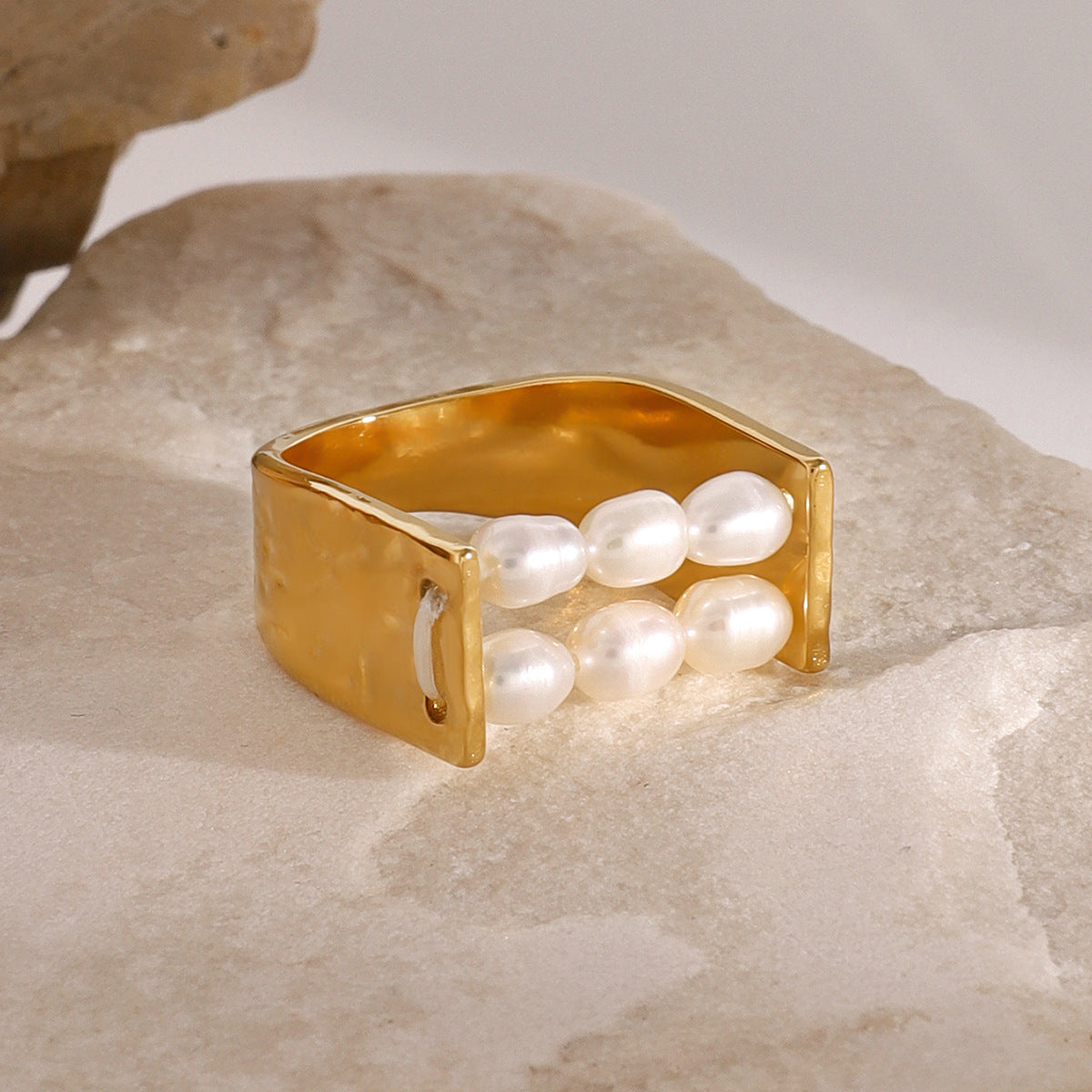 Stainless steel pearl ring