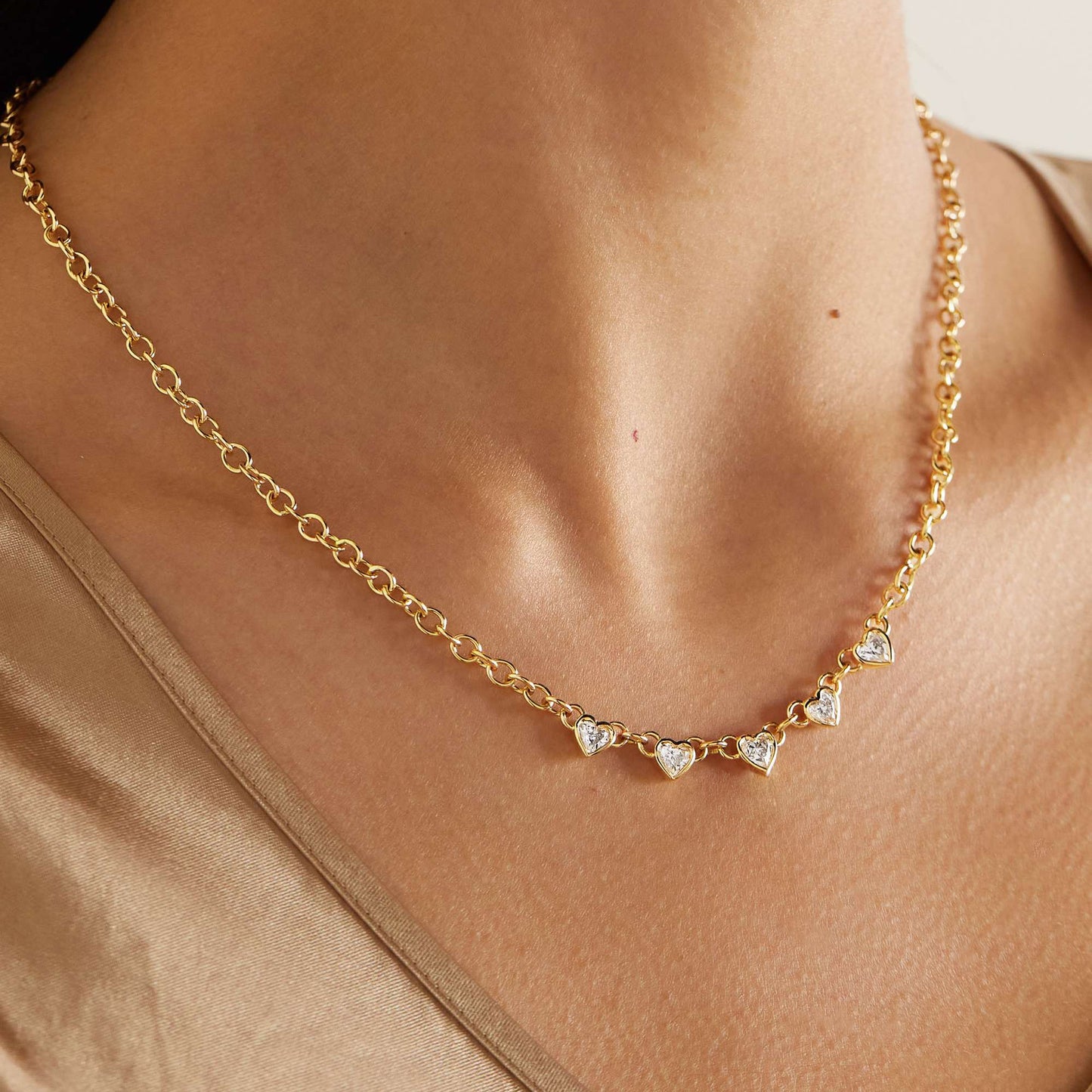 Stainless steel zircon love necklace