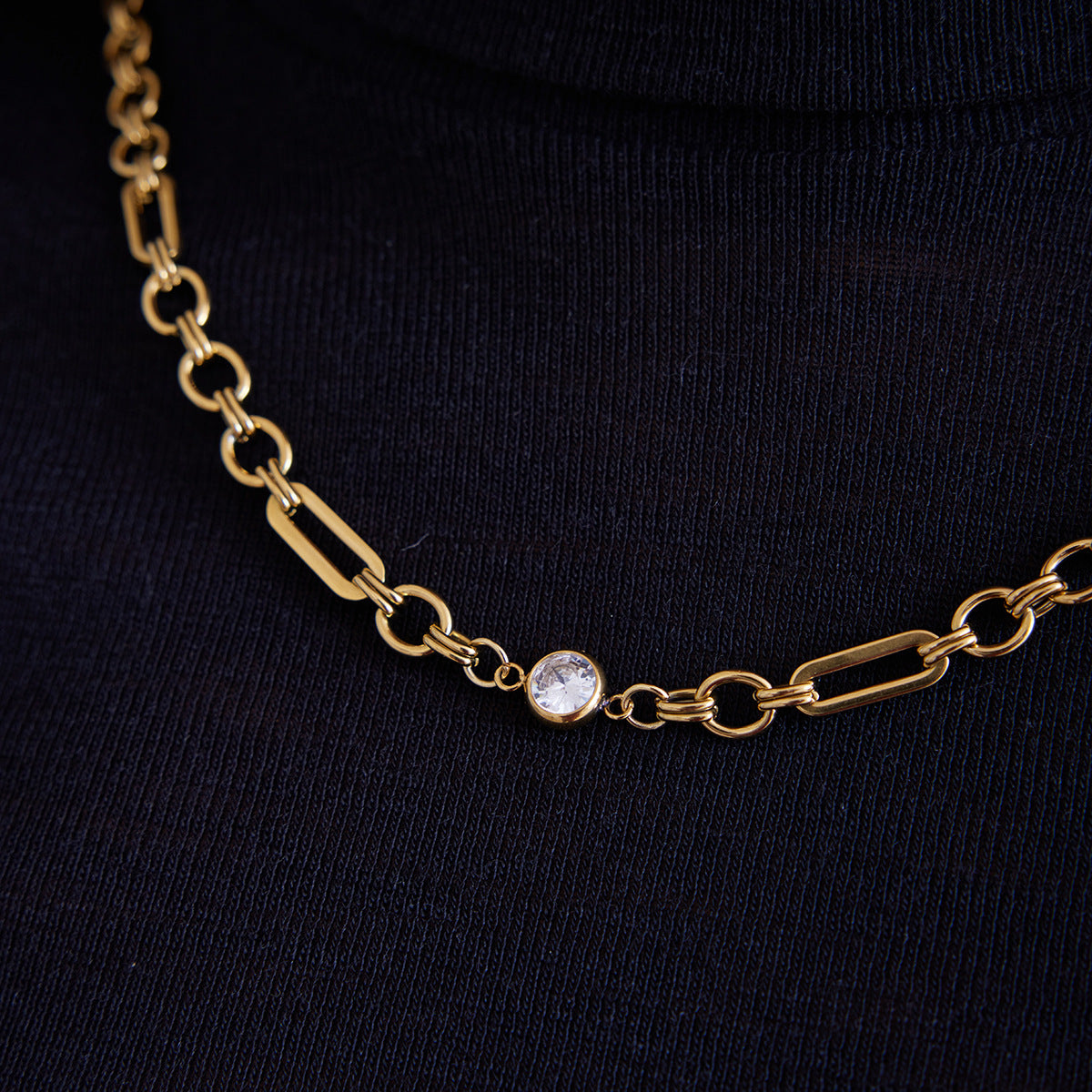 Zircon chain Titanium steel necklace