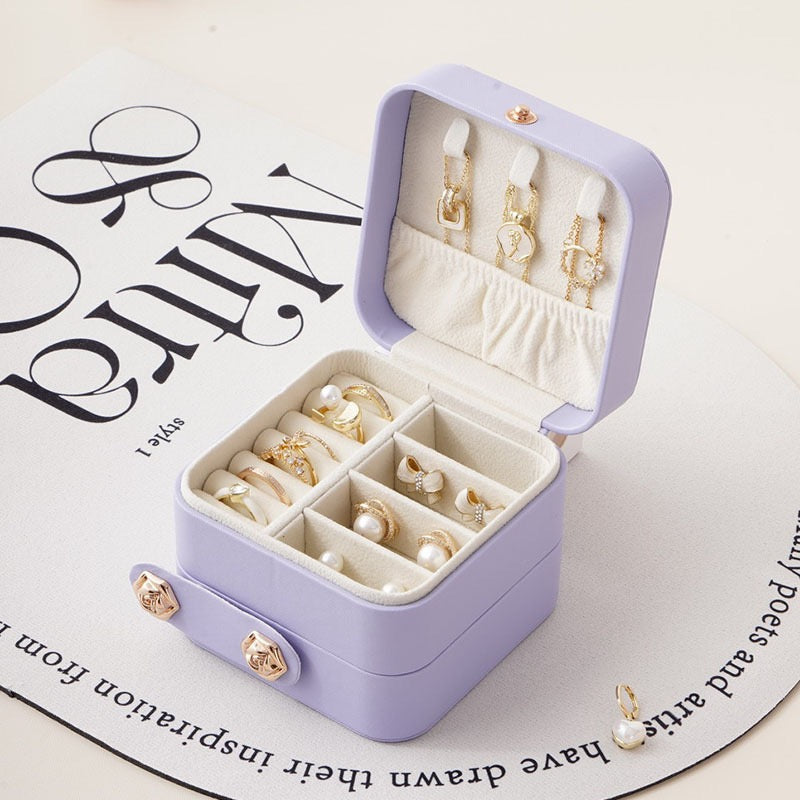 Jewelry box, travel jewelry storage box, earrings, rings, mini jewelry box, portable leather necklace gift box