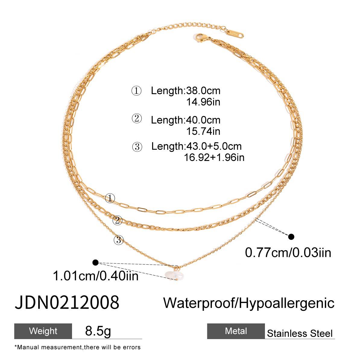 Three-layer stacked titanium steel necklace