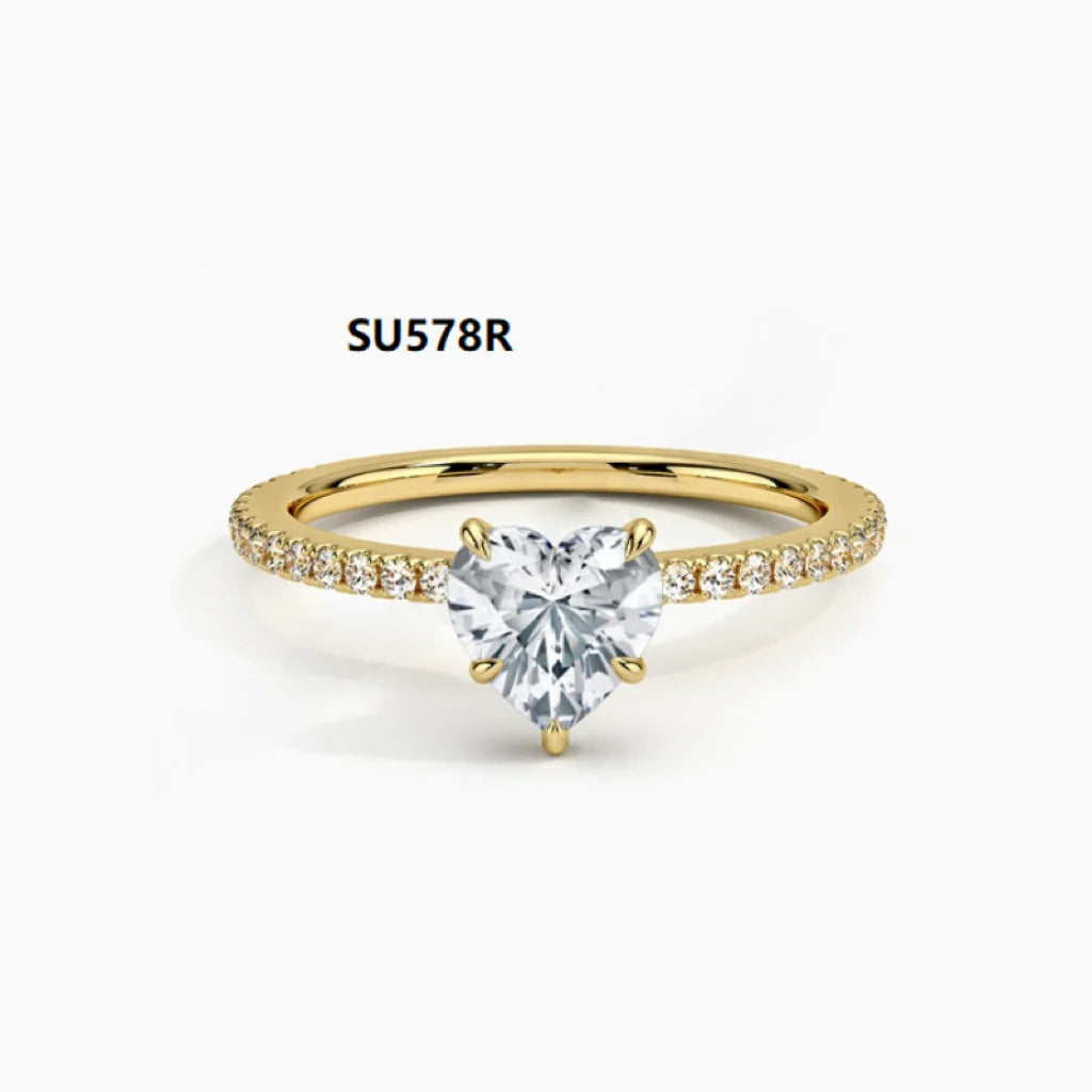 Heart shape 925 sterling silver with moissanite 1 carat wedding ring