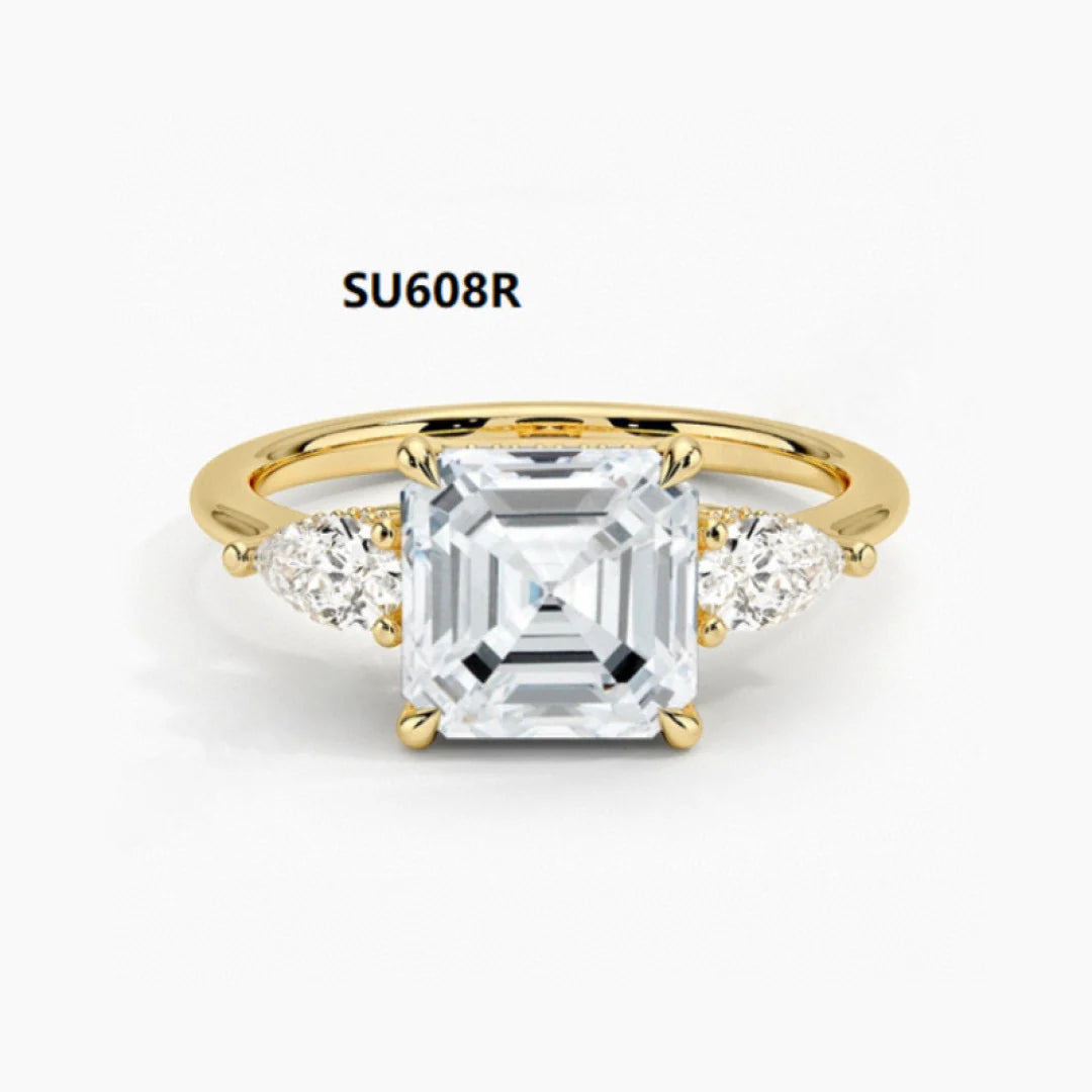 925 sterling silver set with moissanite, 1 carat wedding ring, olive cushion ring