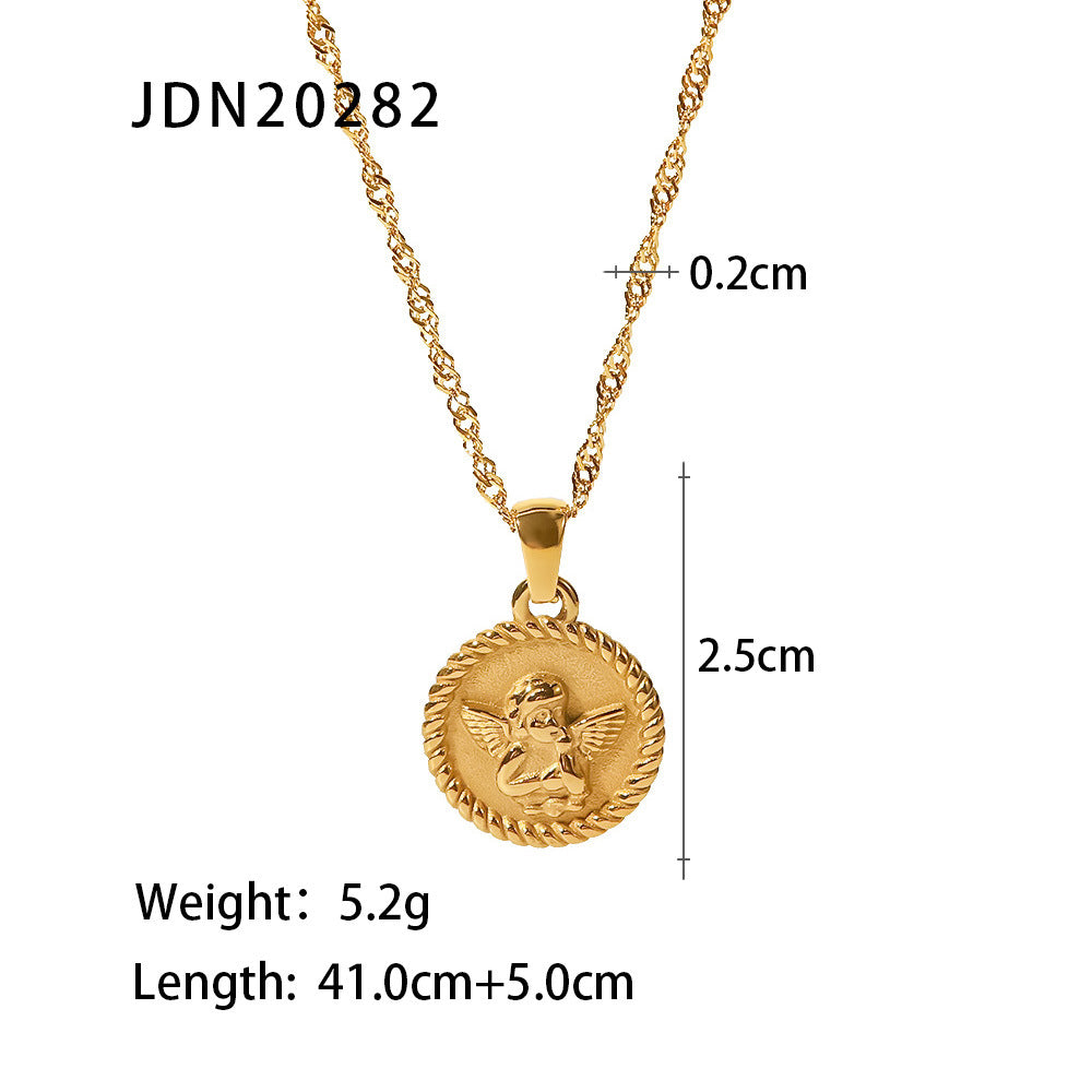 Coin round brand sweater chain necklace