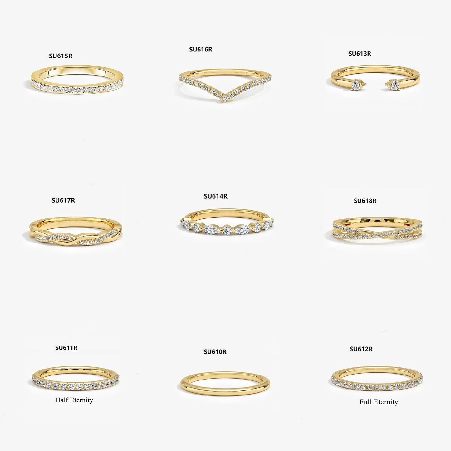 925 Sterling Silver Dainty Stackable Ring Set with Moissanite