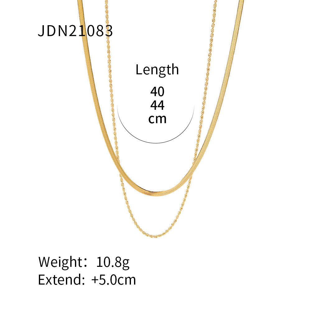 Stainless steel gold-plated multi-layer necklace collarbone neck chain