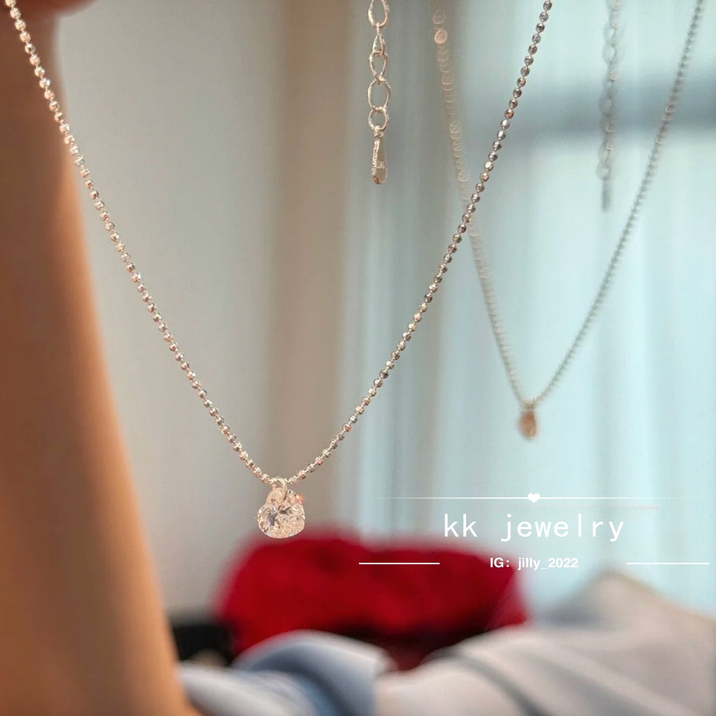 S925 Sterling Silver Love Shaped Zircon Necklace