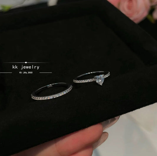 S925 Silver Single Row Ultra Fine Heart Ring