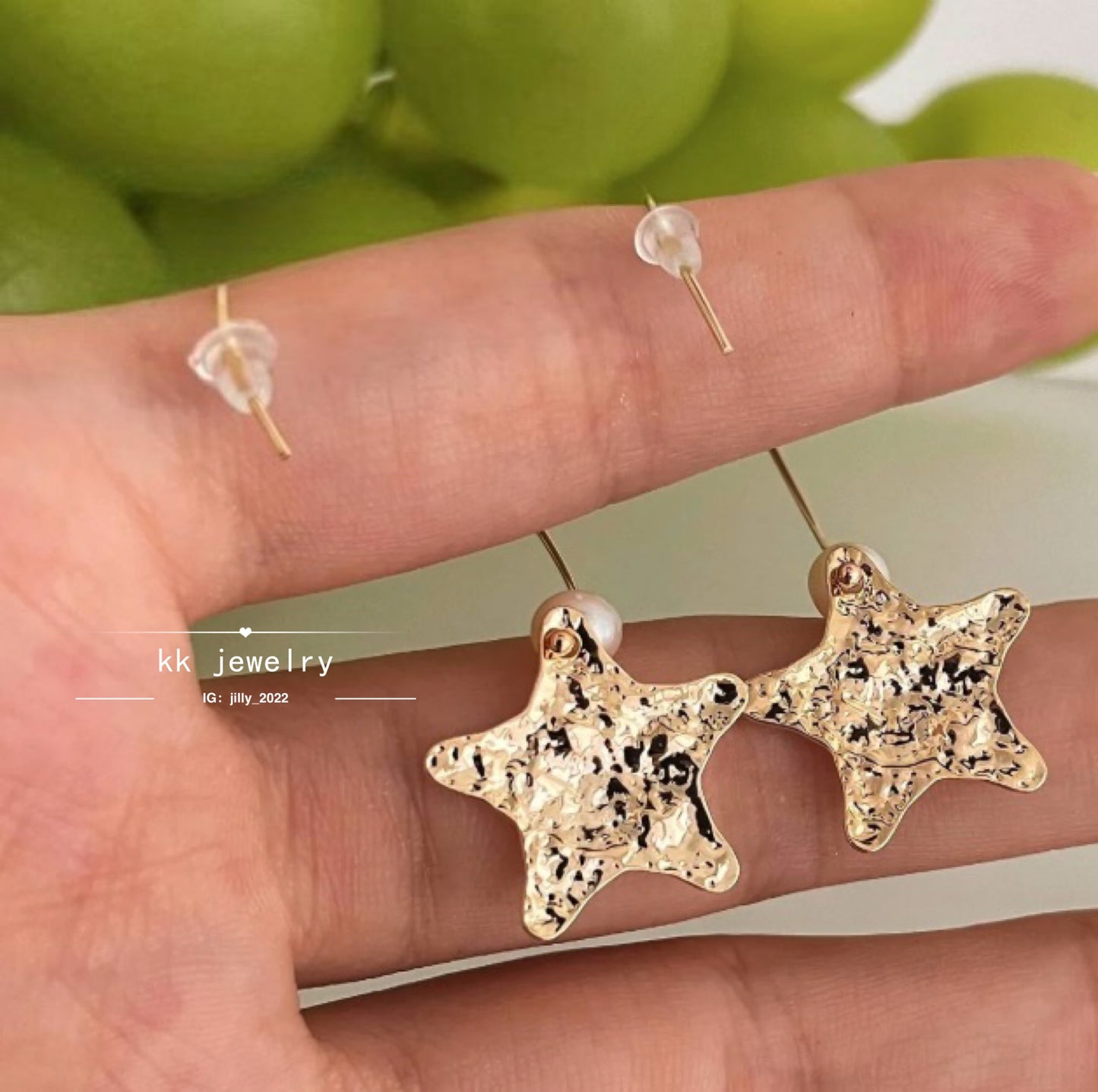 Pentagonal star pearl earrings