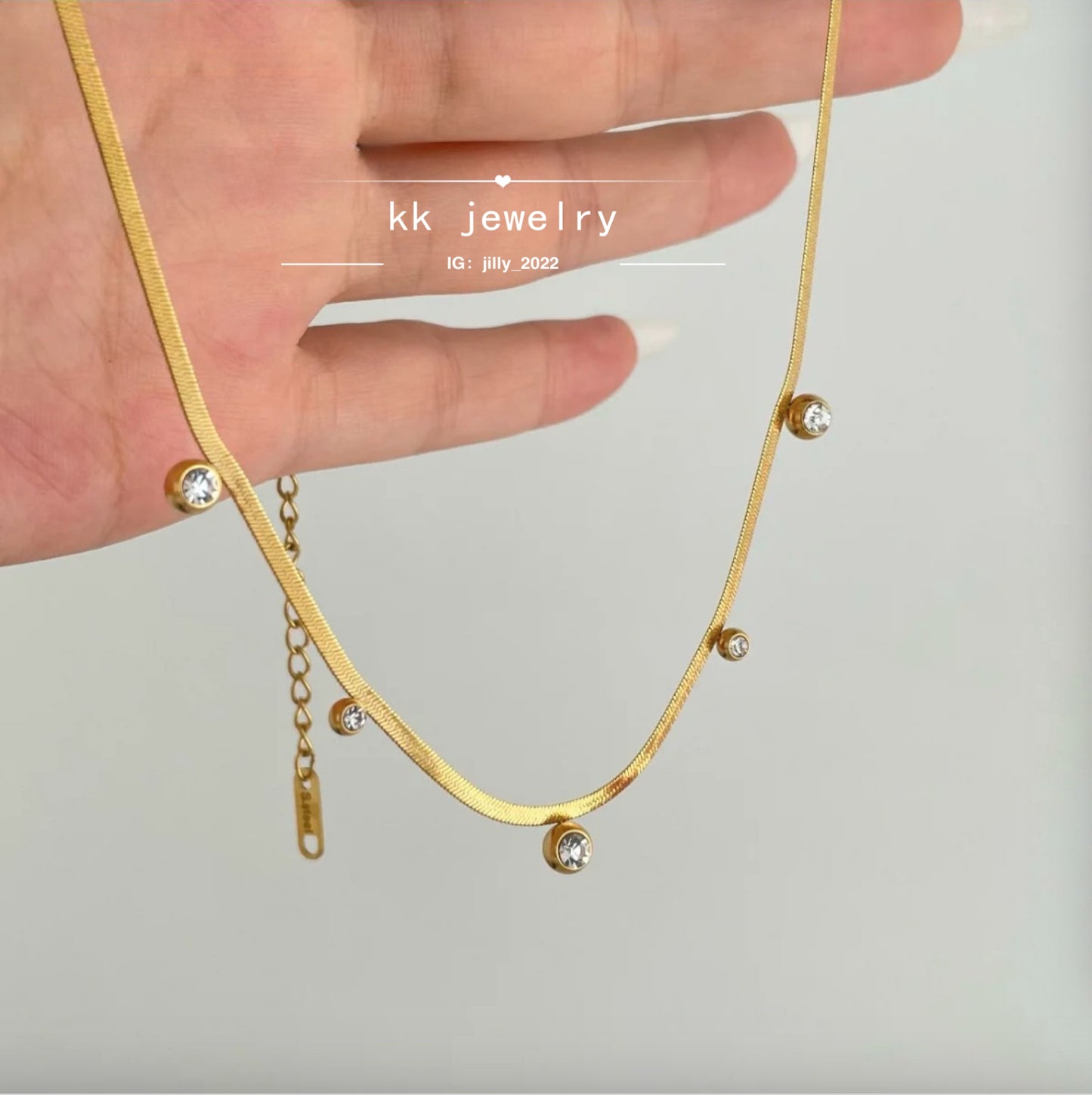 2mm round zircon blade chain necklace 18k real gold electroplated titanium steel