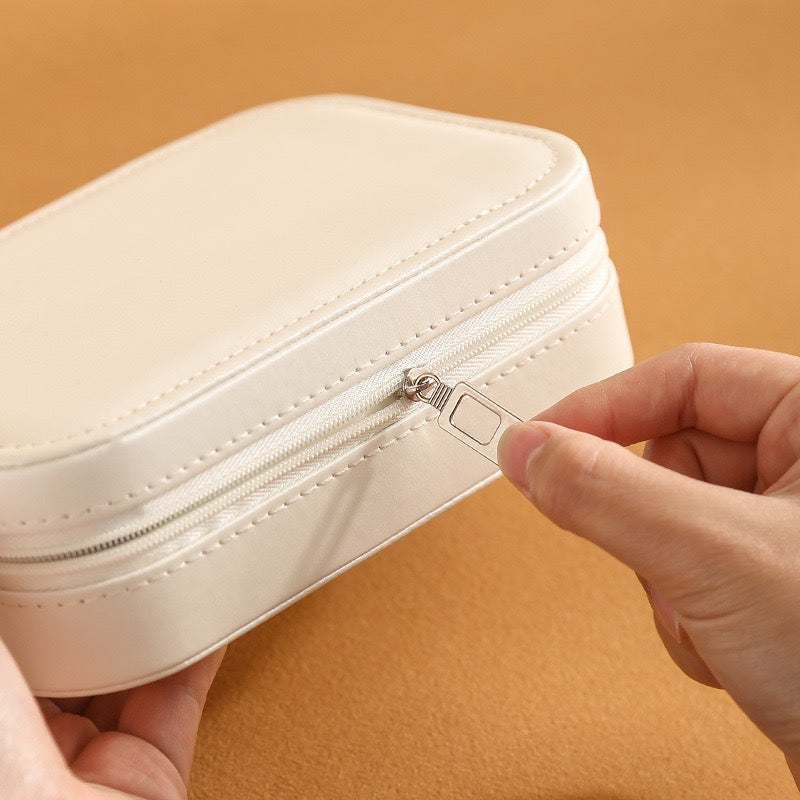 Jewelry Zipper Storage Box, Simple and Convenient Double-Layer Jewelry Box for Girls, Rings, and Earrings