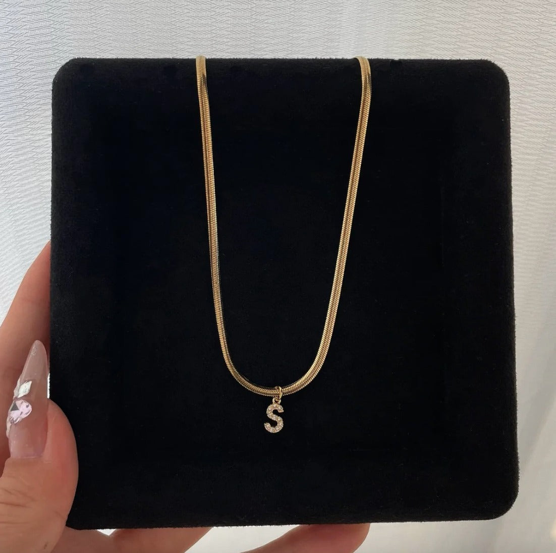 26 small letter snake chain necklaces with diamonds