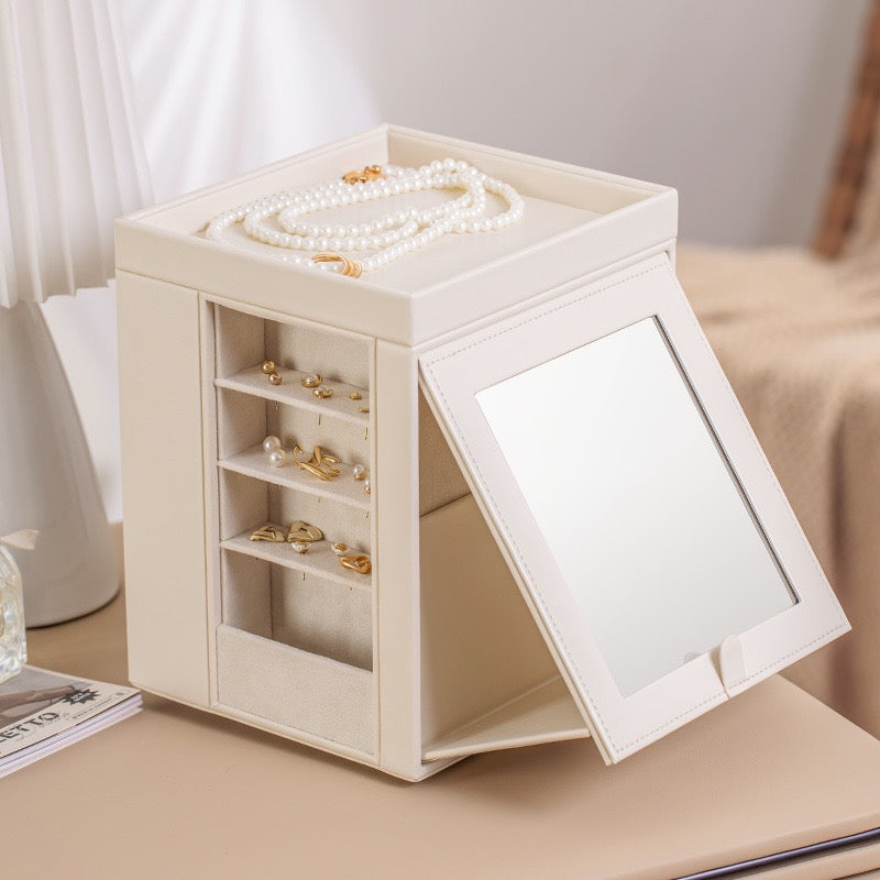 European-style rotating jewelry storage box, large capacity, high-end jewelry box for watches, rings, earrings, necklaces, and other jewelry