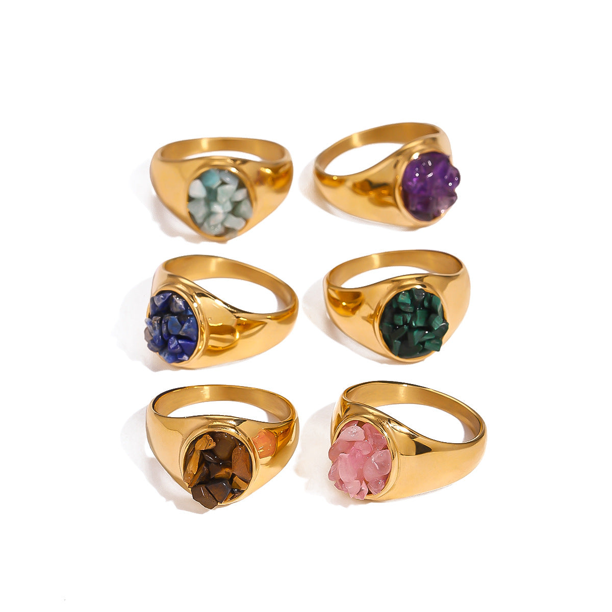 Stainless steel natural stone exaggerated ring