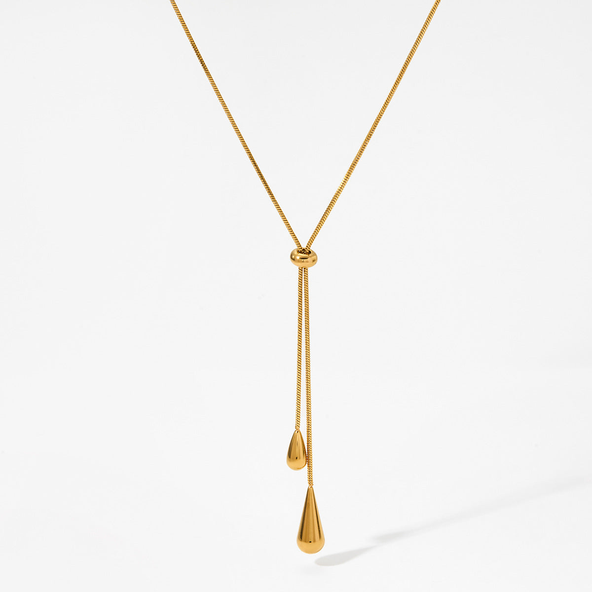 Long pullable water drop pendant necklace earrings set