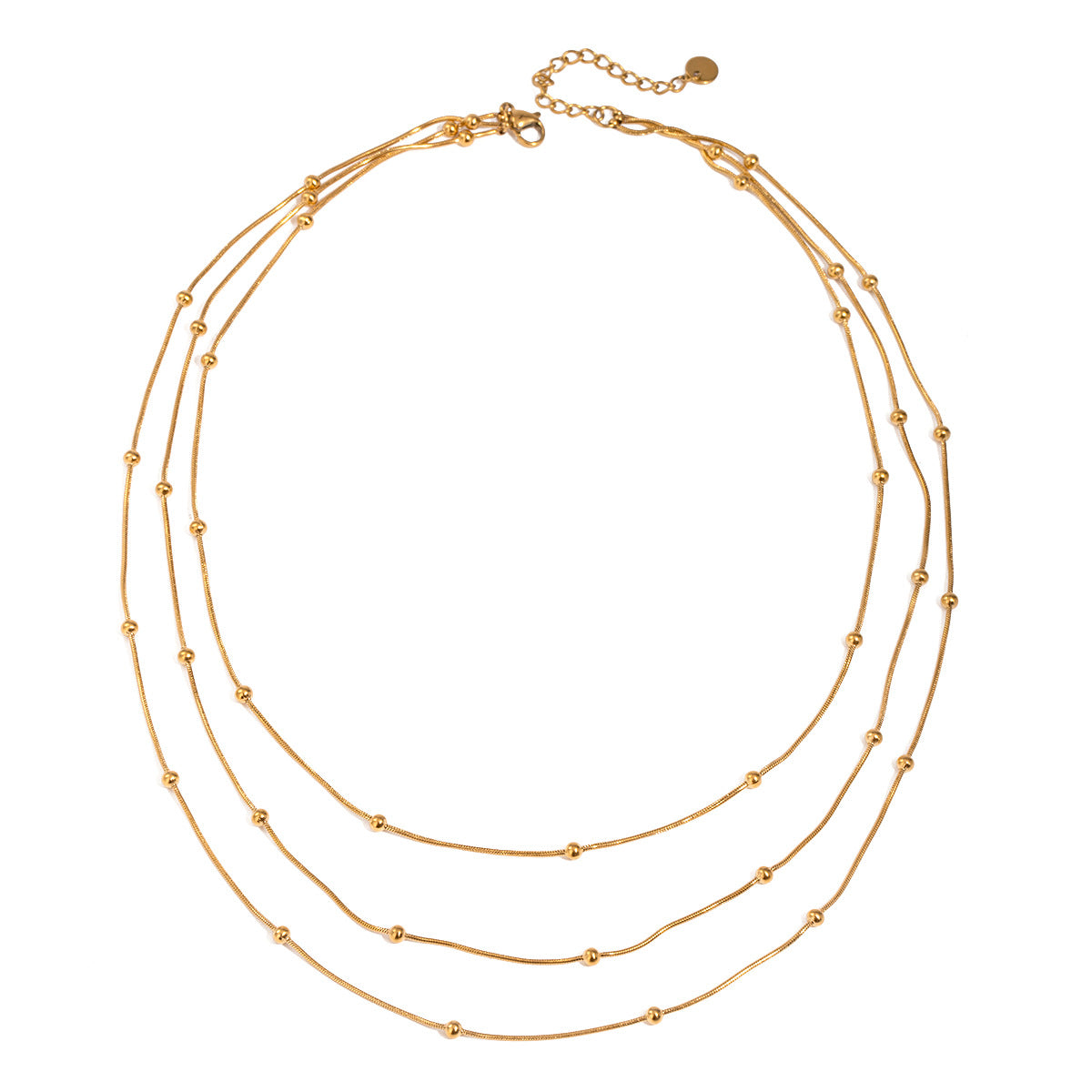 Stainless steel multi-layer gold bead necklace