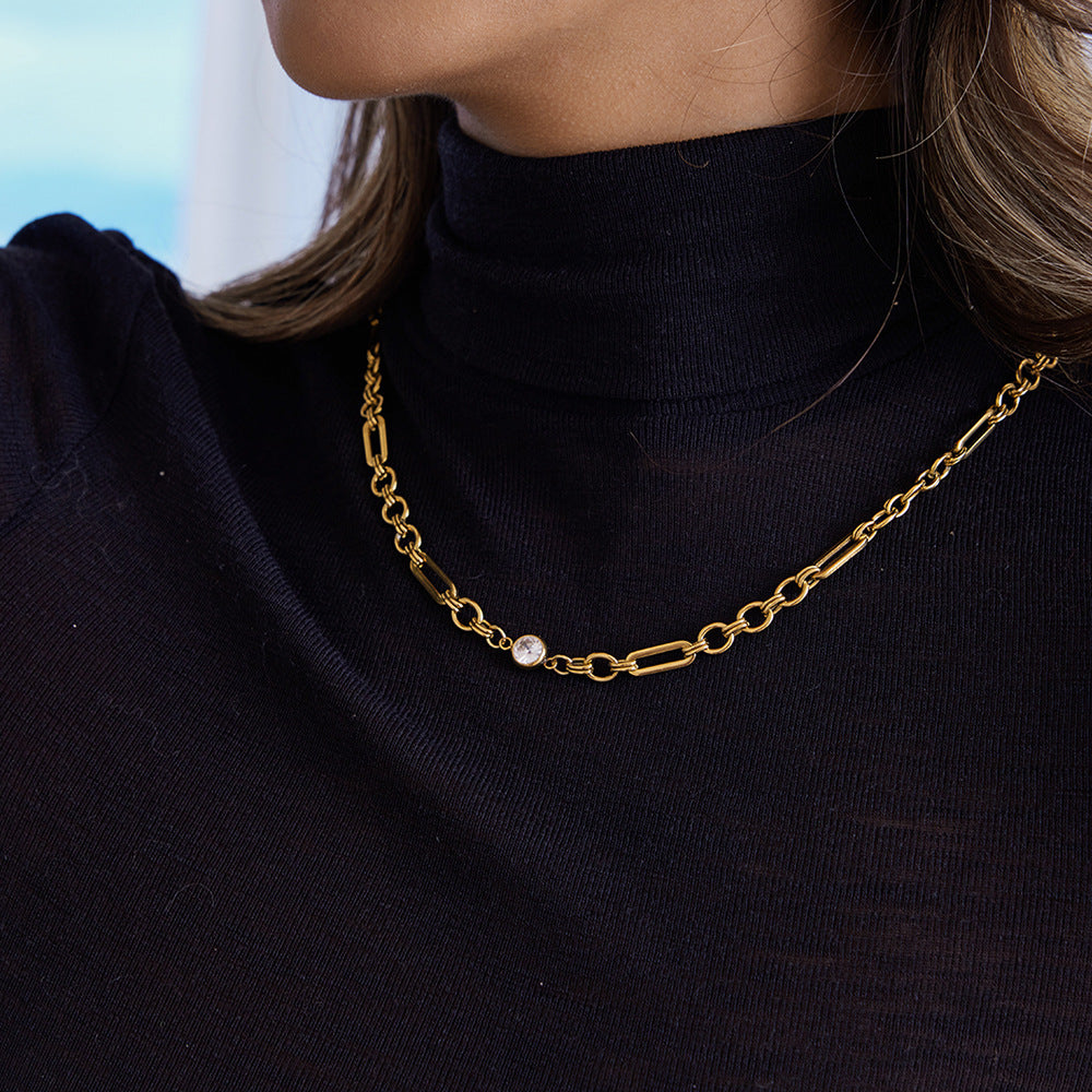 Zircon chain Titanium steel necklace