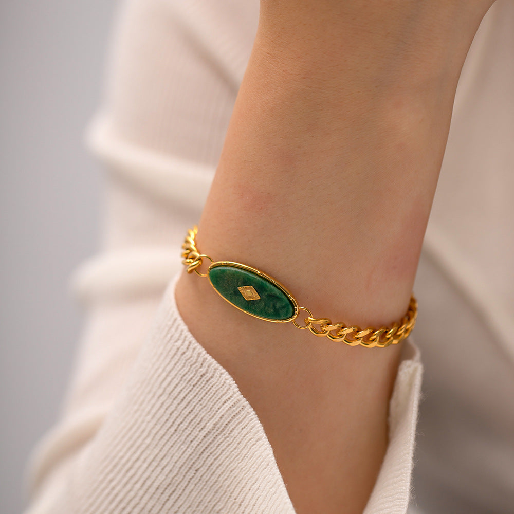 African jade niche titanium steel bracelet