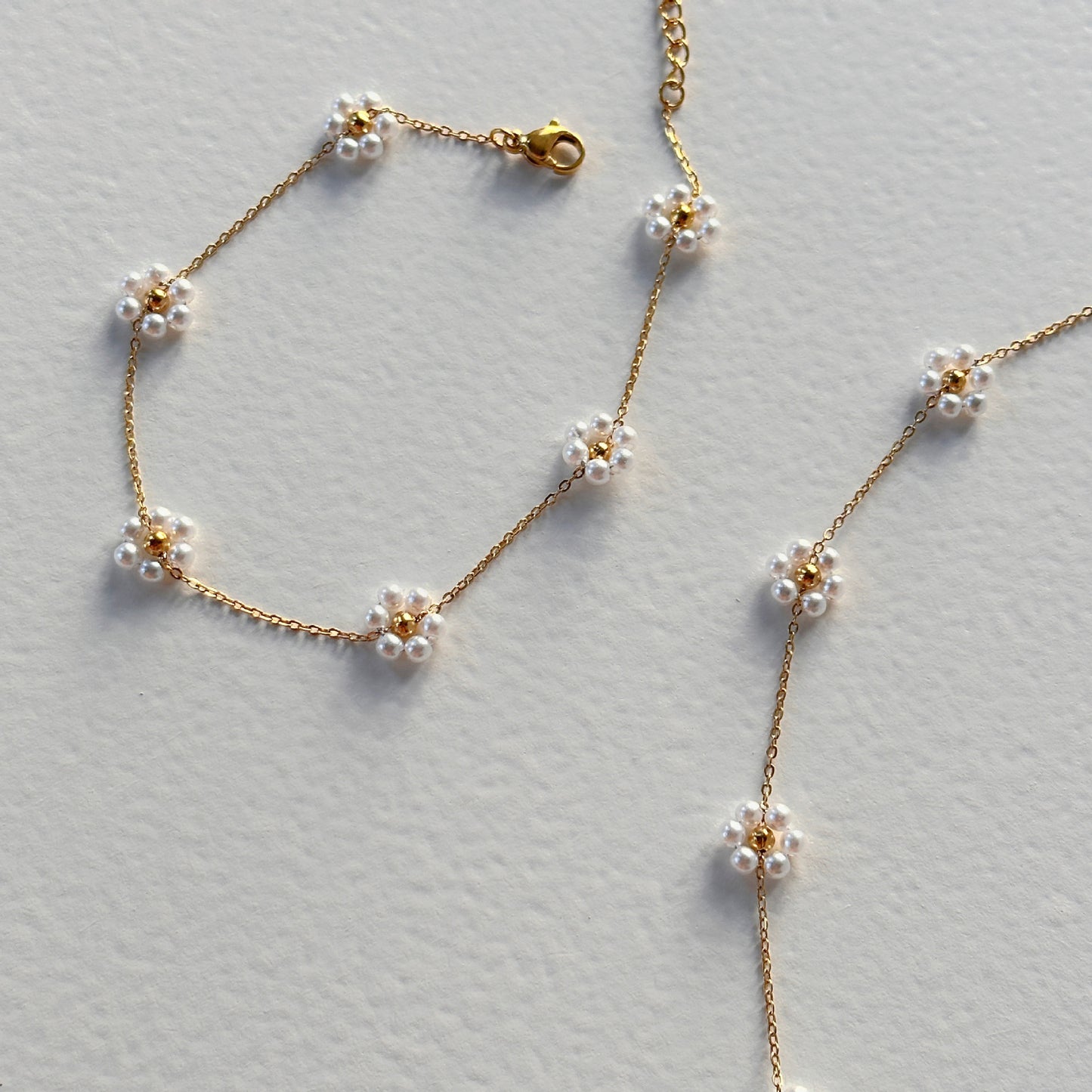 Pearl floret necklace bracelet