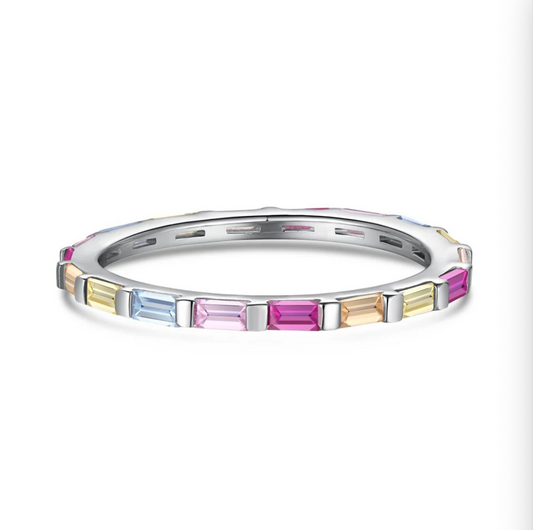 S925 Sterling Silver Colored Diamond Wedding Ring