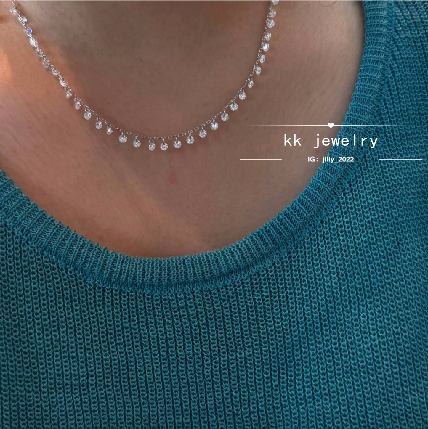 High Quality~ S925 Sterling Silver Round Diamond Tassel Necklace