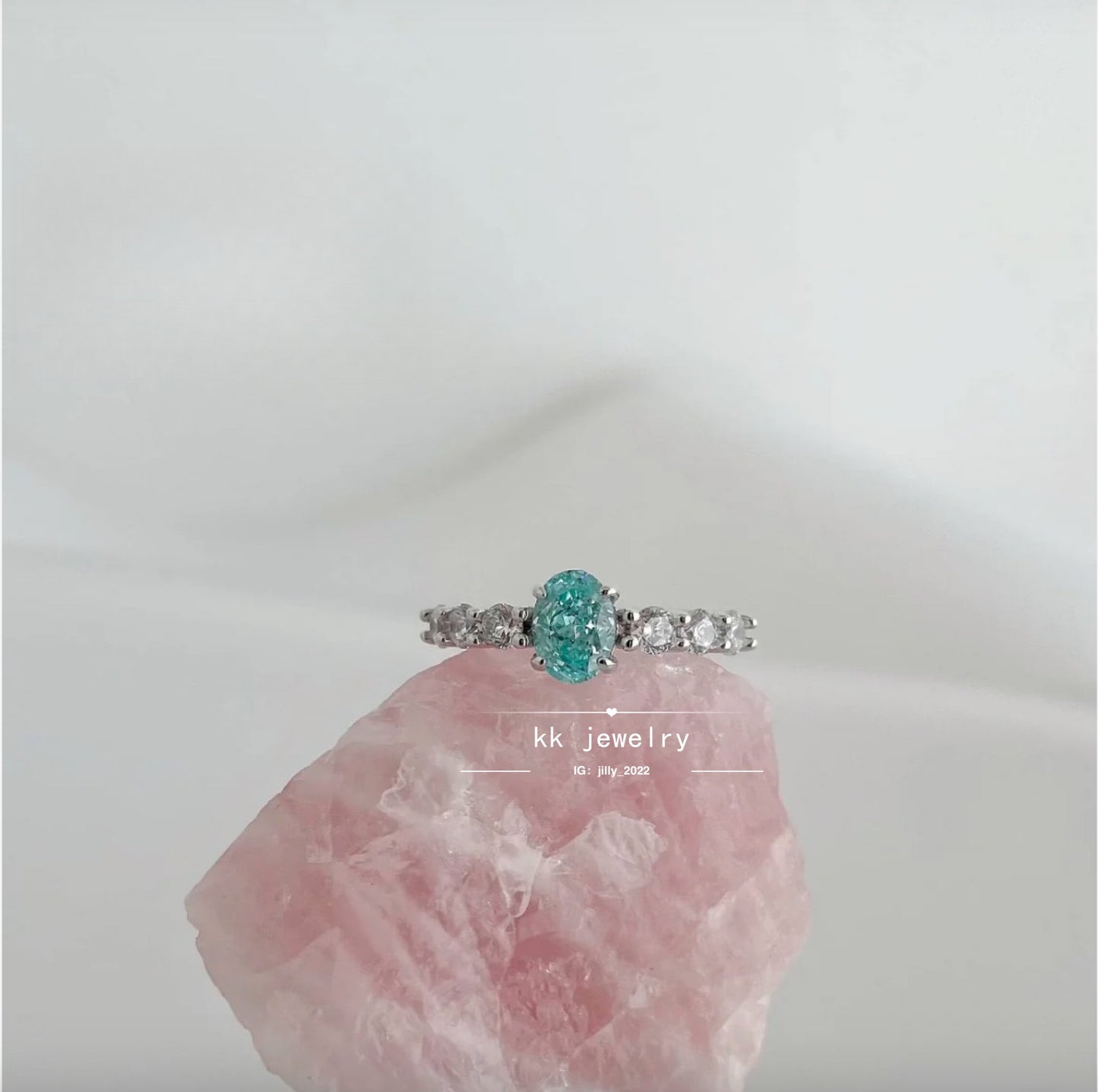 Fresh~ S925 Silver Paraiba 5 * 7mm Ring
