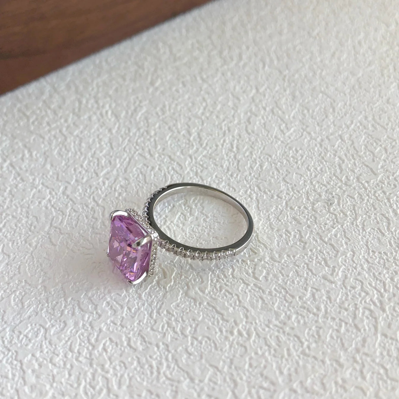 925 Sterling Silver High Carbon Diamond Colored Zircon Super Flash Wedding Ring