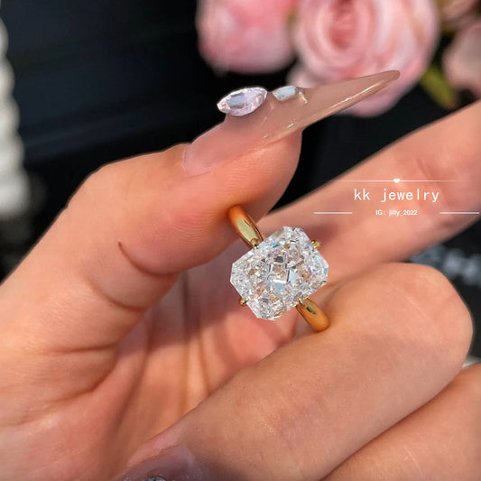 S925 silver-plated 8 * 10 ice cut high carbon diamond ring