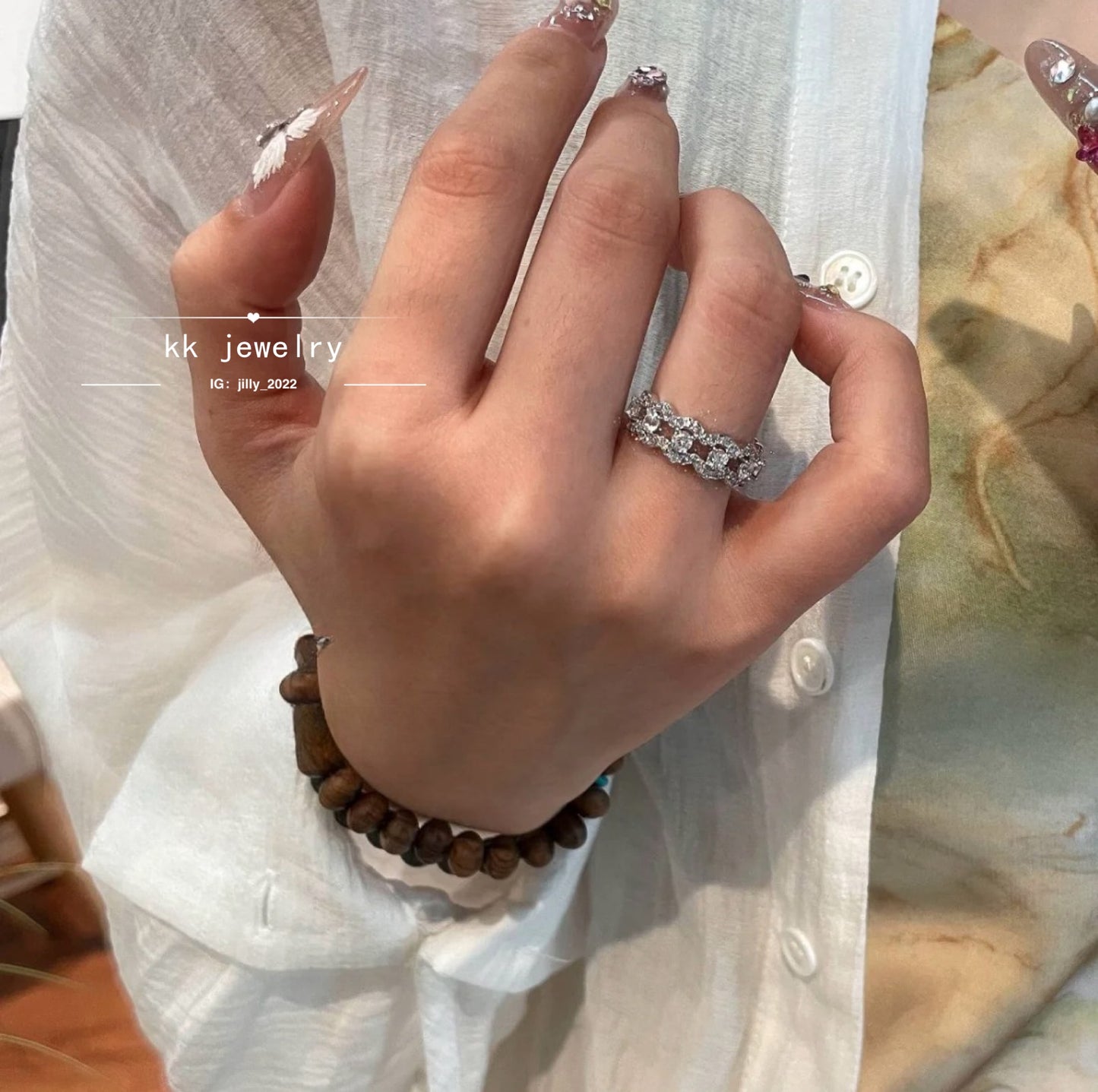 Special flash!! S925 silver new double-layer lace ring