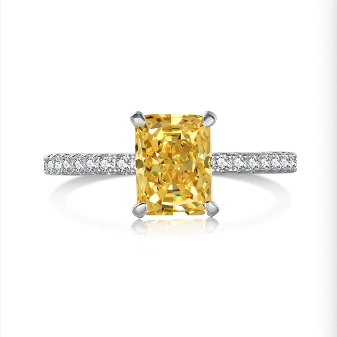 S925 sterling silver light luxury wedding rectangular high carbon diamond ring