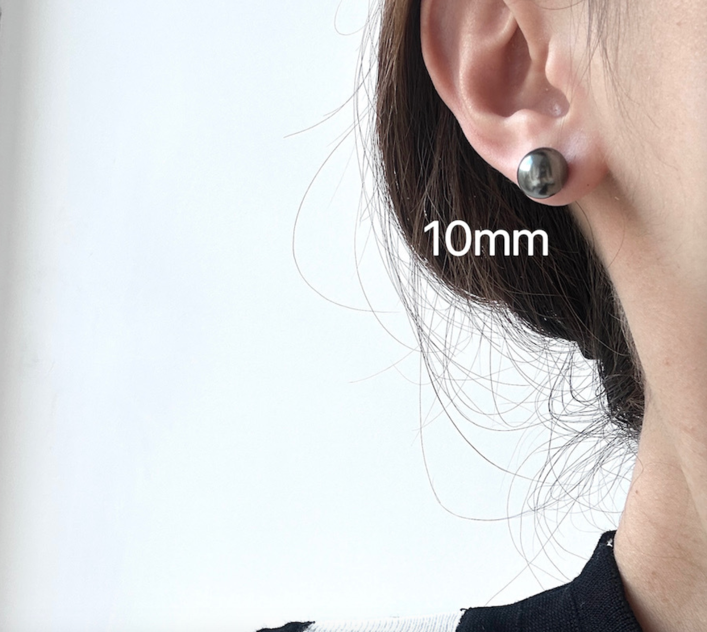 Artificial Tahitian Black Pearl Stud Earrings 925 Silver Needle