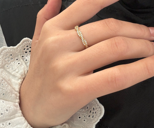High Quality ~925 Silver Gold Plated Diamond Cross Ring
