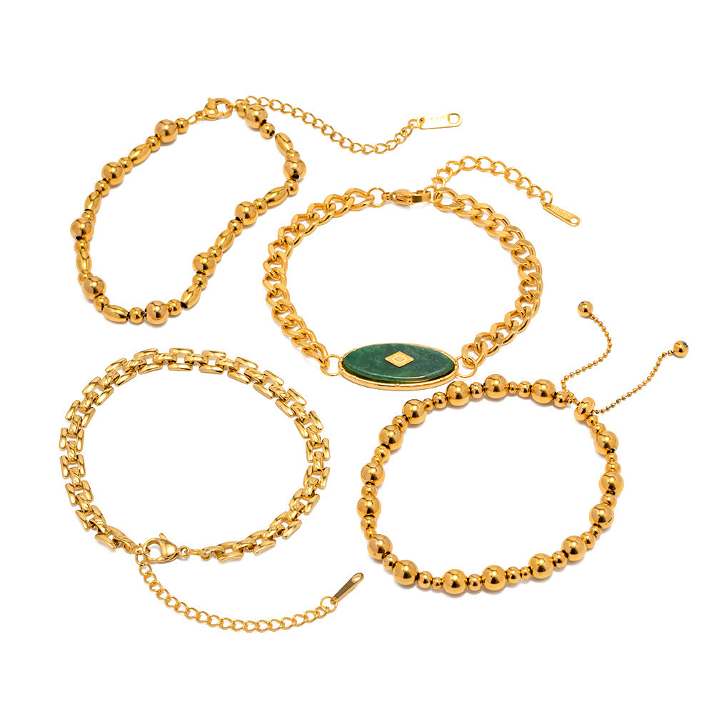African jade niche titanium steel bracelet