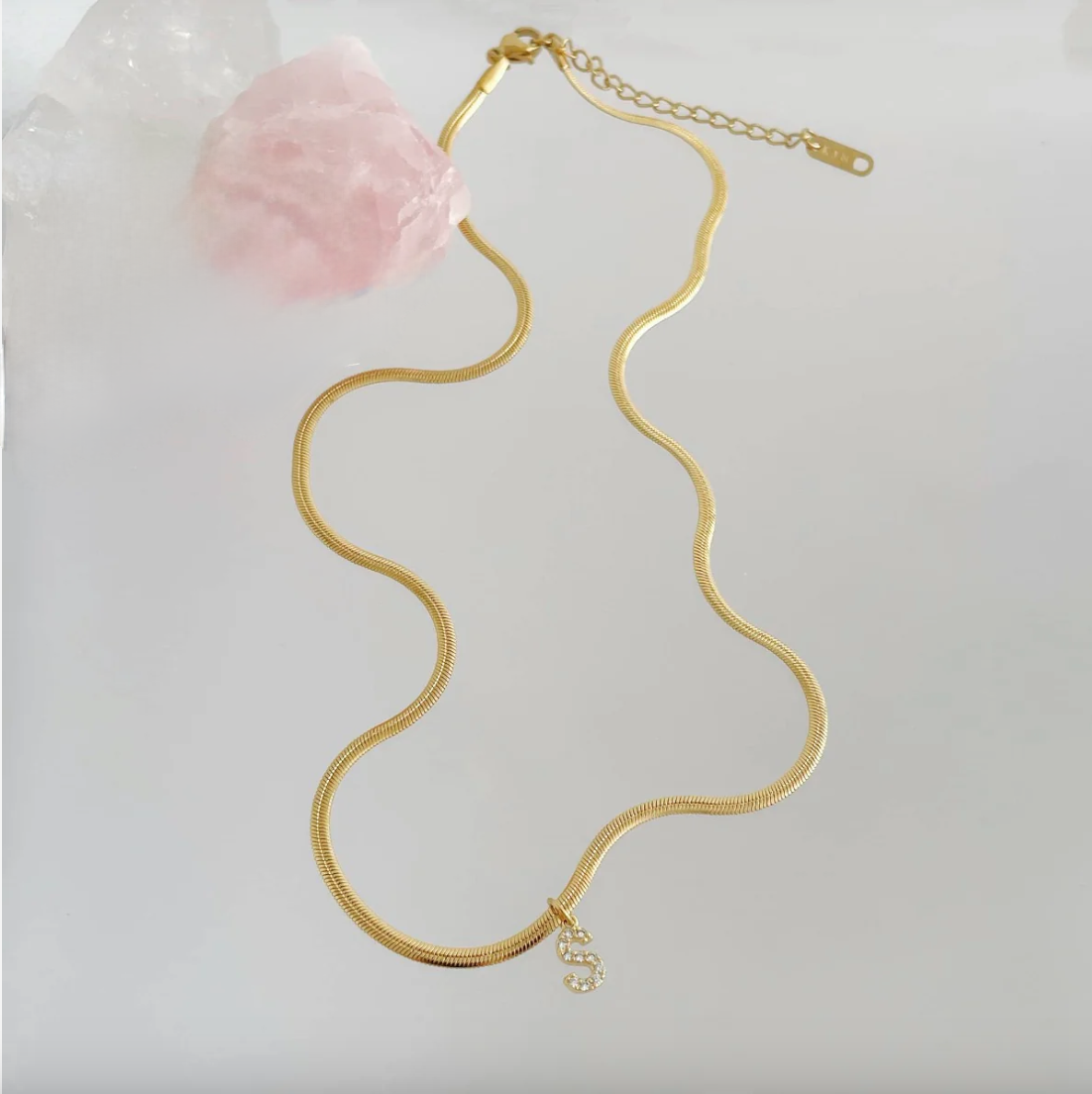 26 small letter snake chain necklaces with diamonds