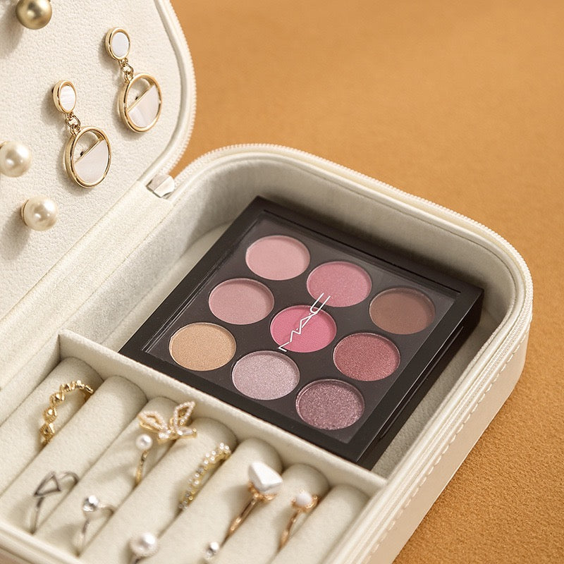 Jewelry Zipper Storage Box, Simple and Convenient Double-Layer Jewelry Box for Girls, Rings, and Earrings
