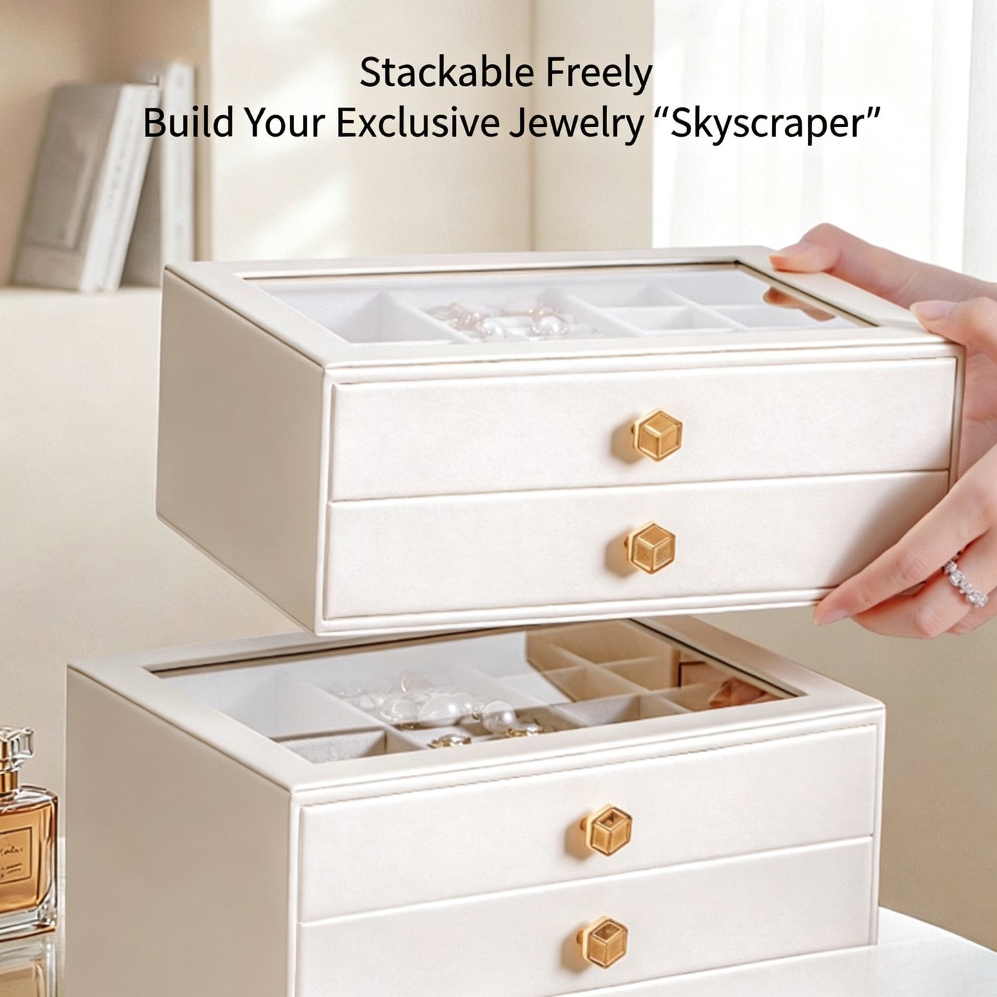 Large capacity multi-layer jewelry box for storing necklaces, rings, and other jewelry