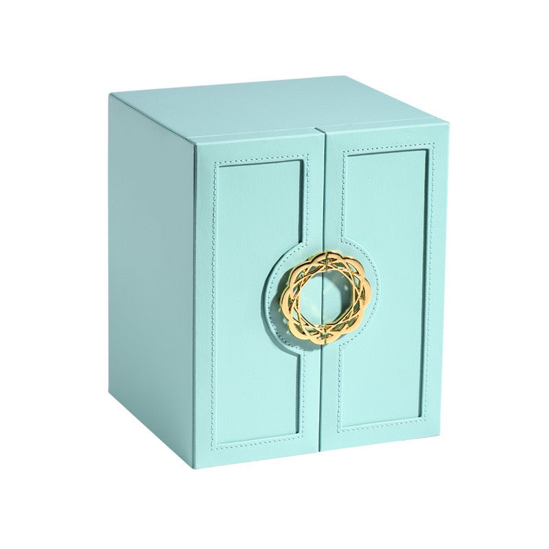 PU leather flat-opening jewelry storage box, large capacity, multi-layer drawer type, ring and necklace storage jewelry box