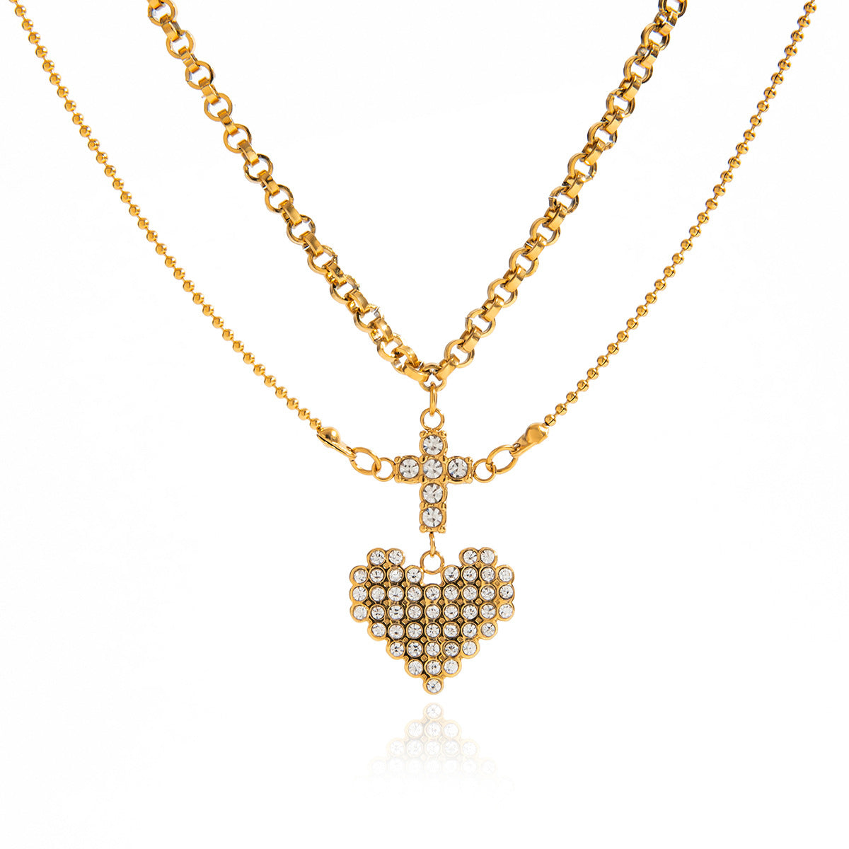 Love Pendant Double Layer Stacked Necklace